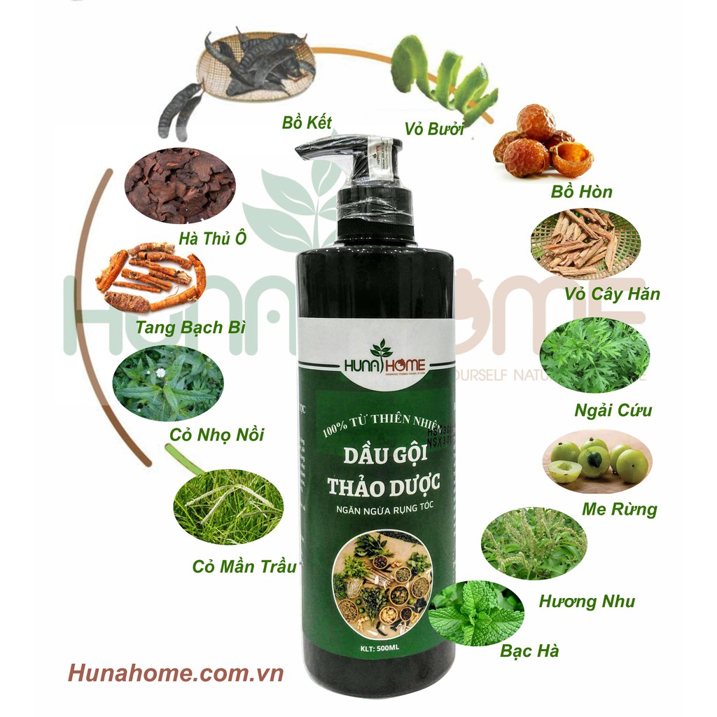 Dầu gội thảo dược Huna's Home - ngừa rụng tóc hiệu quả ( chai 500ml)
