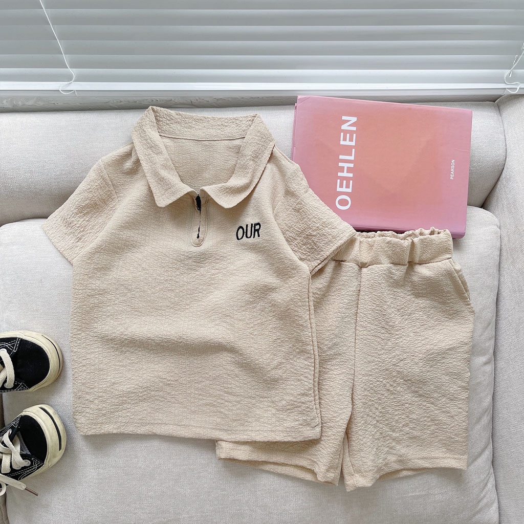 Bộ Cộc Tay Đũi Xốp OUR có khóa cổ, Sét Đồ Cộc Tay Chất Mềm Mát Cho Bé Trai Bé Gái Từ 8-28kg - LILA KIDS