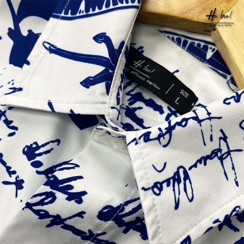 Áo sơ mi nam tay ngắn họa tiết HIBRO chất vải lụa Kate Mỹ cao cấp mềm, mịn, mát không nhăn và không bong tróc MÃ: H07