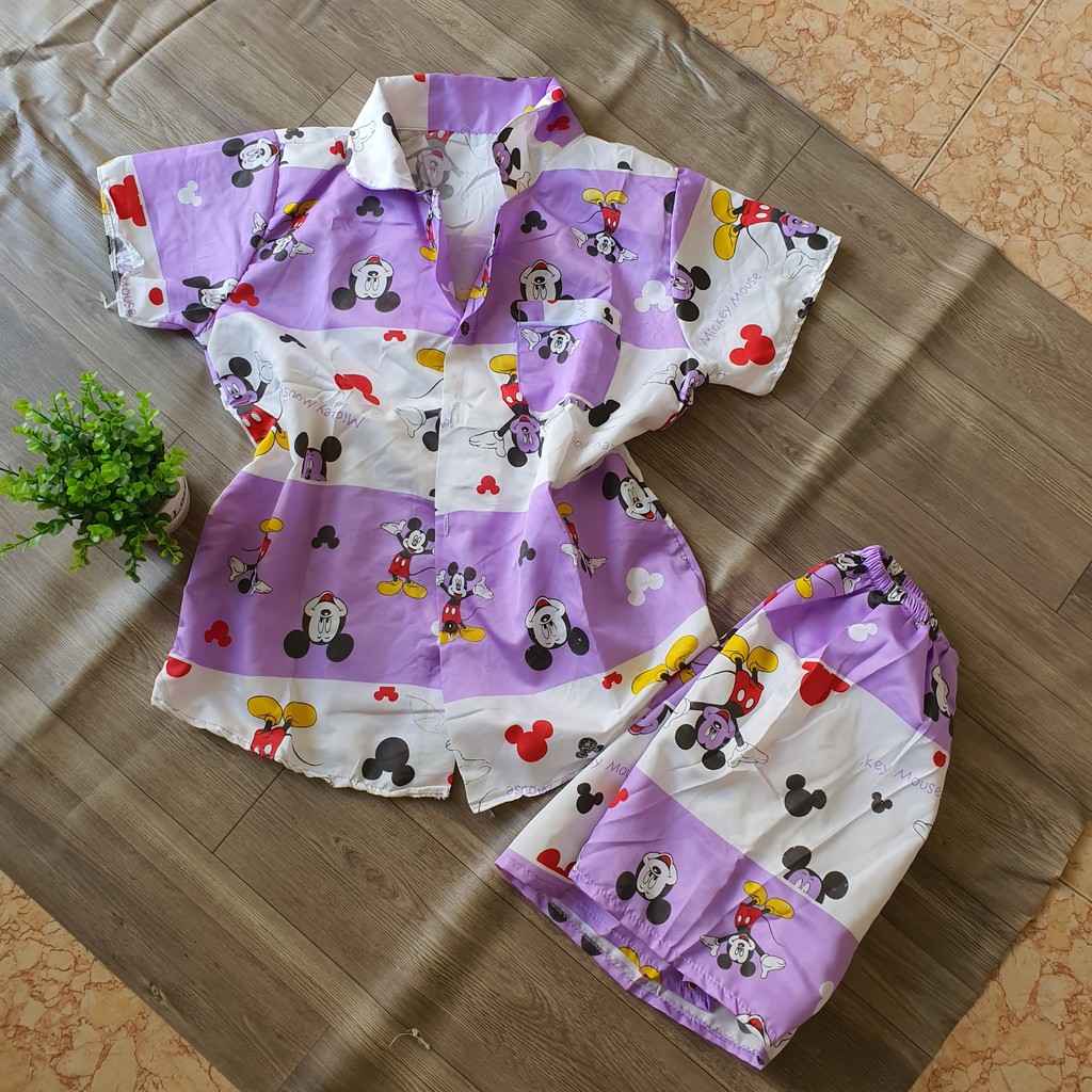 Đồ bộ ngủ đồ bộ mặc nhà quần cộc áo cộc pajama kate thái cực hot size 40-62kg + hình thật