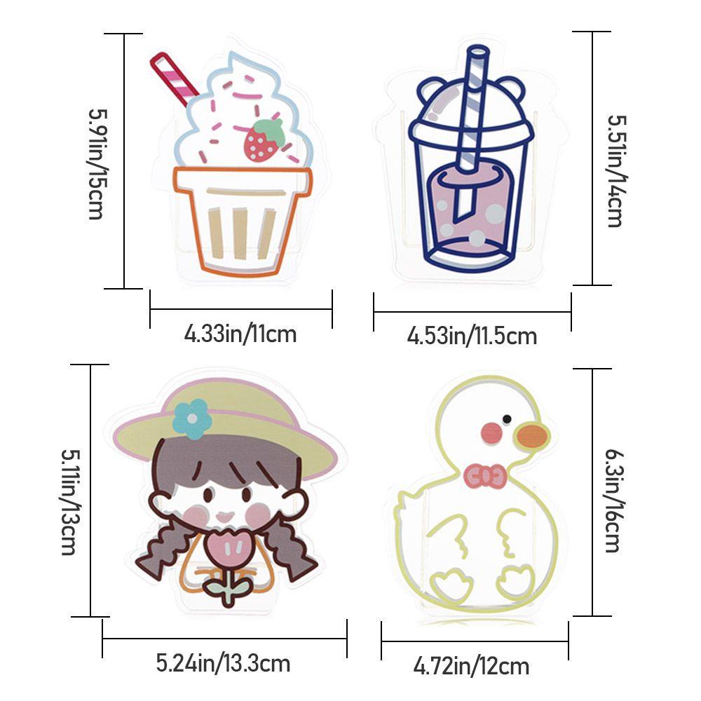 DORAW Multifunction Cartoon Acrylic Pen Holder Ice Cream Desktop Organizer Transparent Pen Holder Box Coaster Clips Cute Office Stationery Vase Kawaii Cosmetics Storage Desk Storage Box