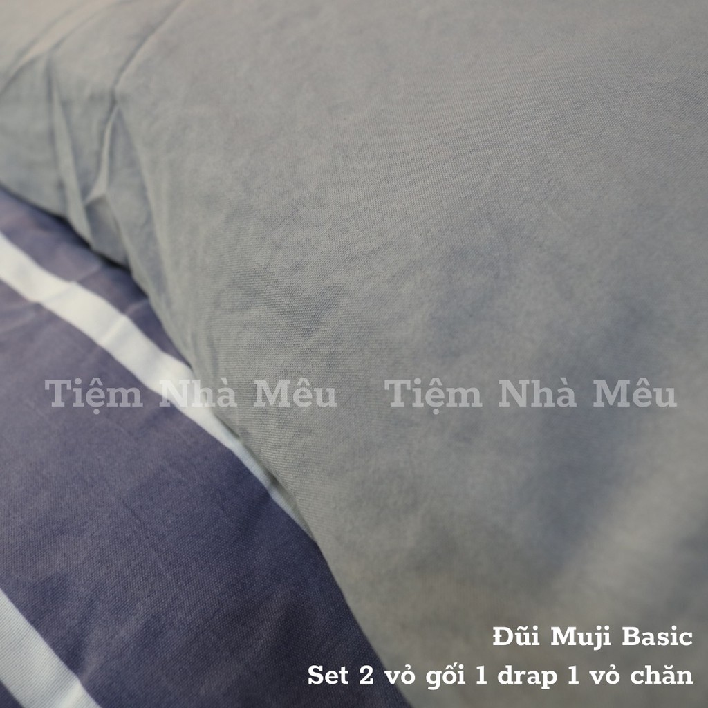 ( HÀNG ĐẸP-ẢNH THẬT) Bộ Chăn Ga Gối Cotton Đũi✨m6/m8/2m - Full size Tiệm Nhà Mêu✨Sét 4 Món  Linen Muji Basic Hàn ( Vol2)