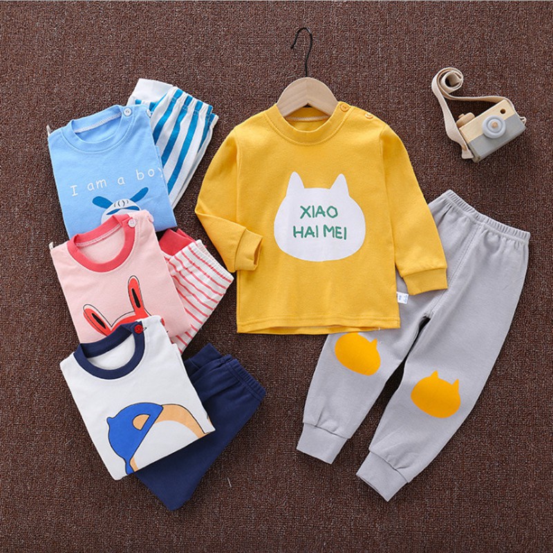 Bộ Pijama Dài Tay + Quần Dài Kẻ Sọc Cho Bé