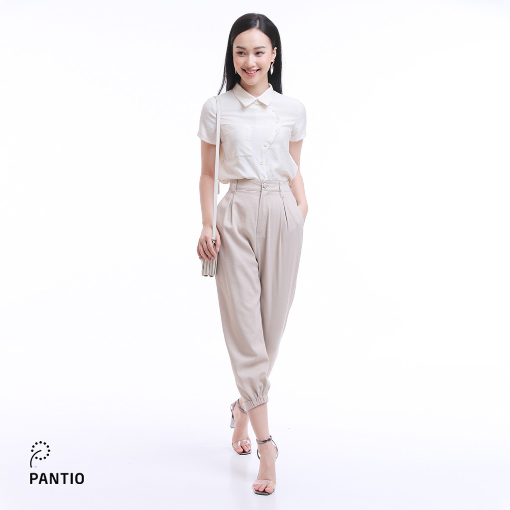 Áo sơ mi chất liệu thô thiết kế khuy chéo đặc biệt cổ đức dáng suông FAS52194 - PANTIO