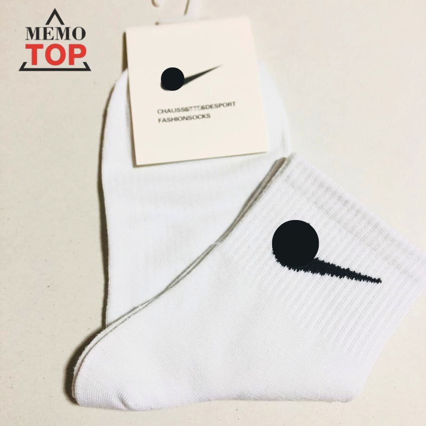 Tất vớ cổ cao dài nam nữ trắng đen qua mắc cá chân chất cotton thấm hút mồ hôi, vải dày mịn MM26 MEMOTOP