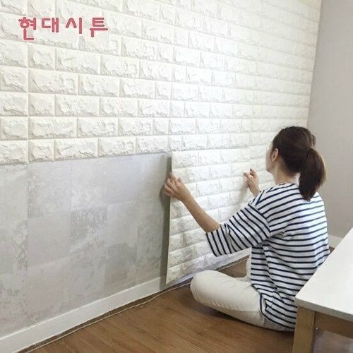 Miếng dán tường trang trí 3D tự dính hình bức tường gạch 60*30cm DIY