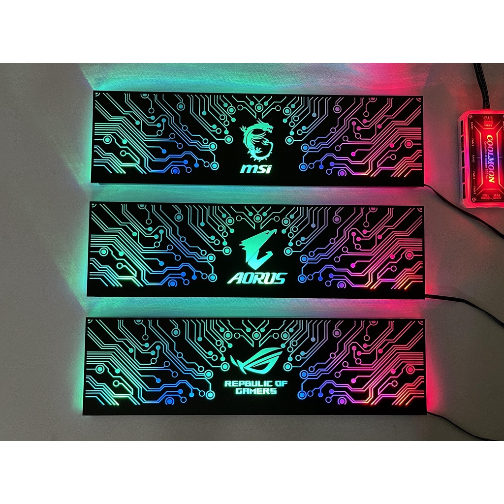 Cover Che Nguồn Máy Tính Led RGB Đồng Bộ Hub Coolmoon Và Mainboard(3Pin 5V) - Họa Tiết Mạch Điện Vô Cực và Logo Các Hãng