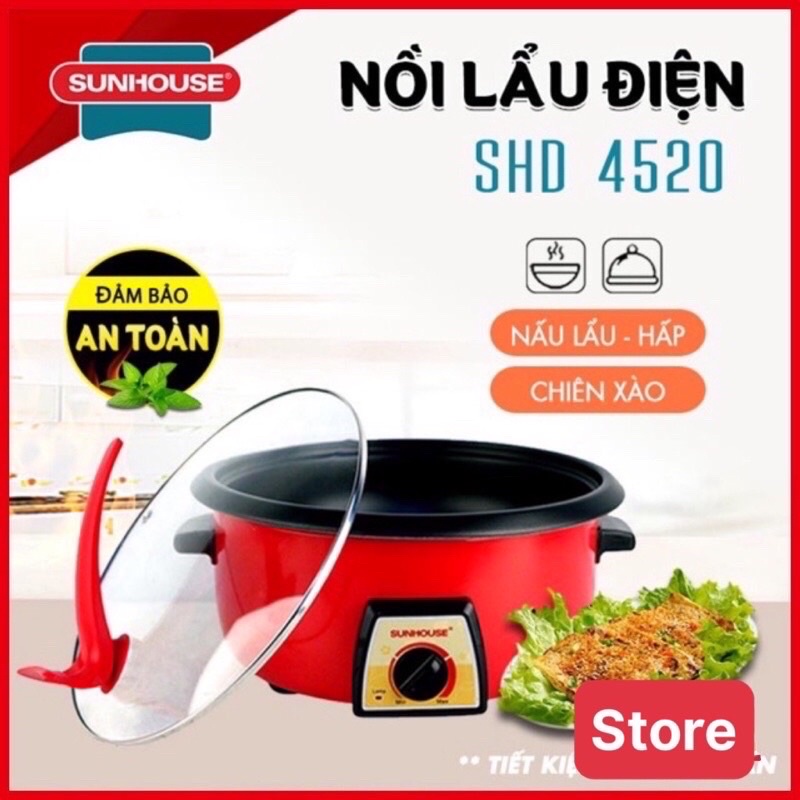 Nồi lẩu điện, Nồi lẩu Mini Sunhouse SHD4520 chính hãng,đa năng, nấu siêu nhanh, an toàn khi sử dụng.