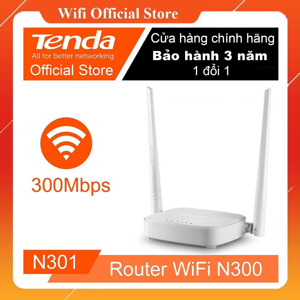 Bộ Phát 2 Râu WiFi Tenda N301- Chính hãng 300Mbps 2 râu