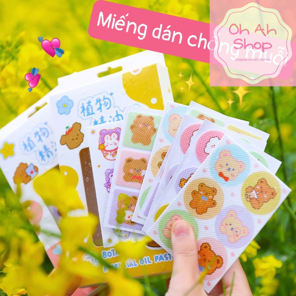 🍓 Miếng Dán Kèm Tinh Dầu Đuổi Muỗi Chống Muỗi Đốt Hình Gấu Siêu Cute 18 Miếng