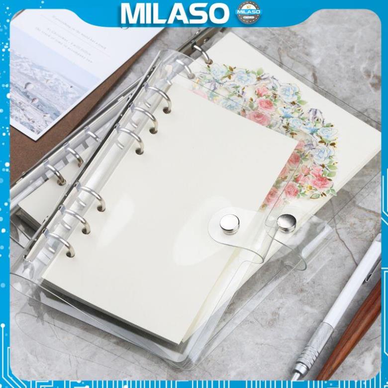 Bìa sổ còng binder MILASO sổ còng size A5 A6 trong suốt 6 lỗ phụ kiện chia giấy, túi đựng tiện dụng SN-001342