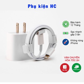 Sạc Iphone Bảo Hành 12 Tháng 1 Đổi 1 | Bộ Củ Sạc PD 20W iPhone/iPad Type C Lightning Chính Hãng | Giao Hàng Nhanh + Rẻ