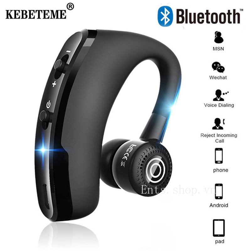 KEBETEME V9 Bluetooth Không Dây Tai Nghe Xe Hơi Tai Nghe Bluetooth Doanh Nghiệp Đơn Tai Nghe Có Mic Rảnh Tay Cho Android
