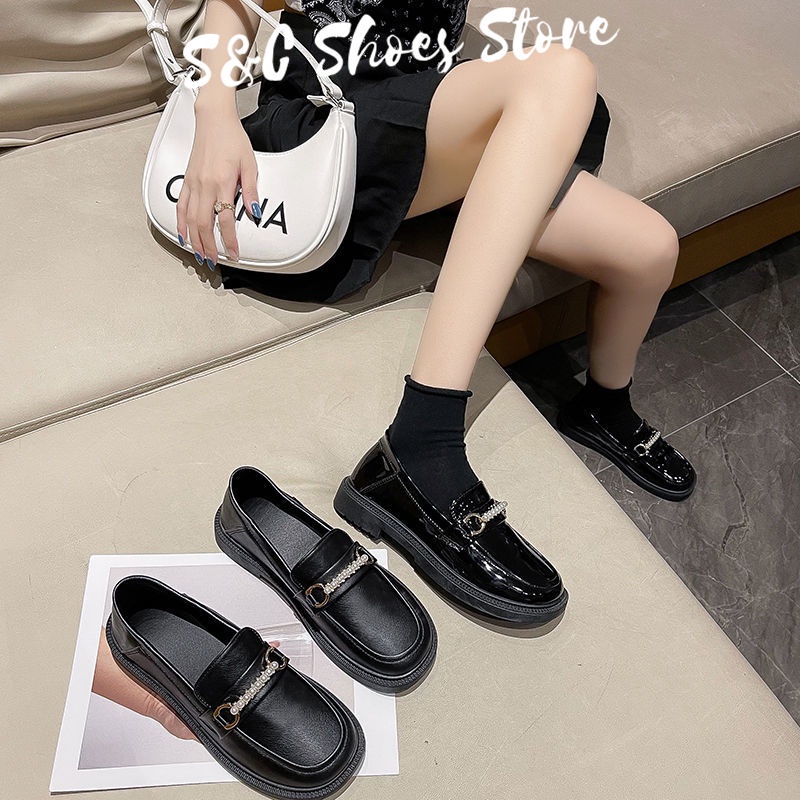 Giày Cao 2CM Mary Jane Bằng Da PU Màu Đen Thời Trang Cao 2022