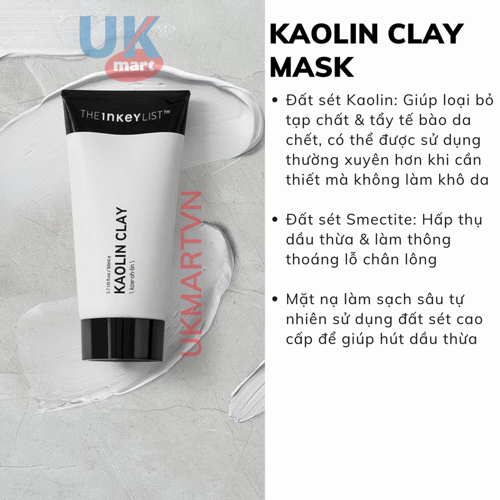 Mặt Nạ Đất Sét Trắng The Inkey List Kaolin Clay Mask 50 ml
