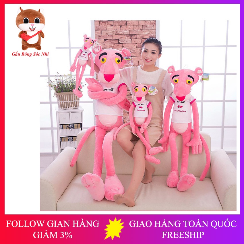 Gấu Bông Đồ Chơi Cho Bé Báo Hồng Pink Panther đủ size vải nhung cao cấp