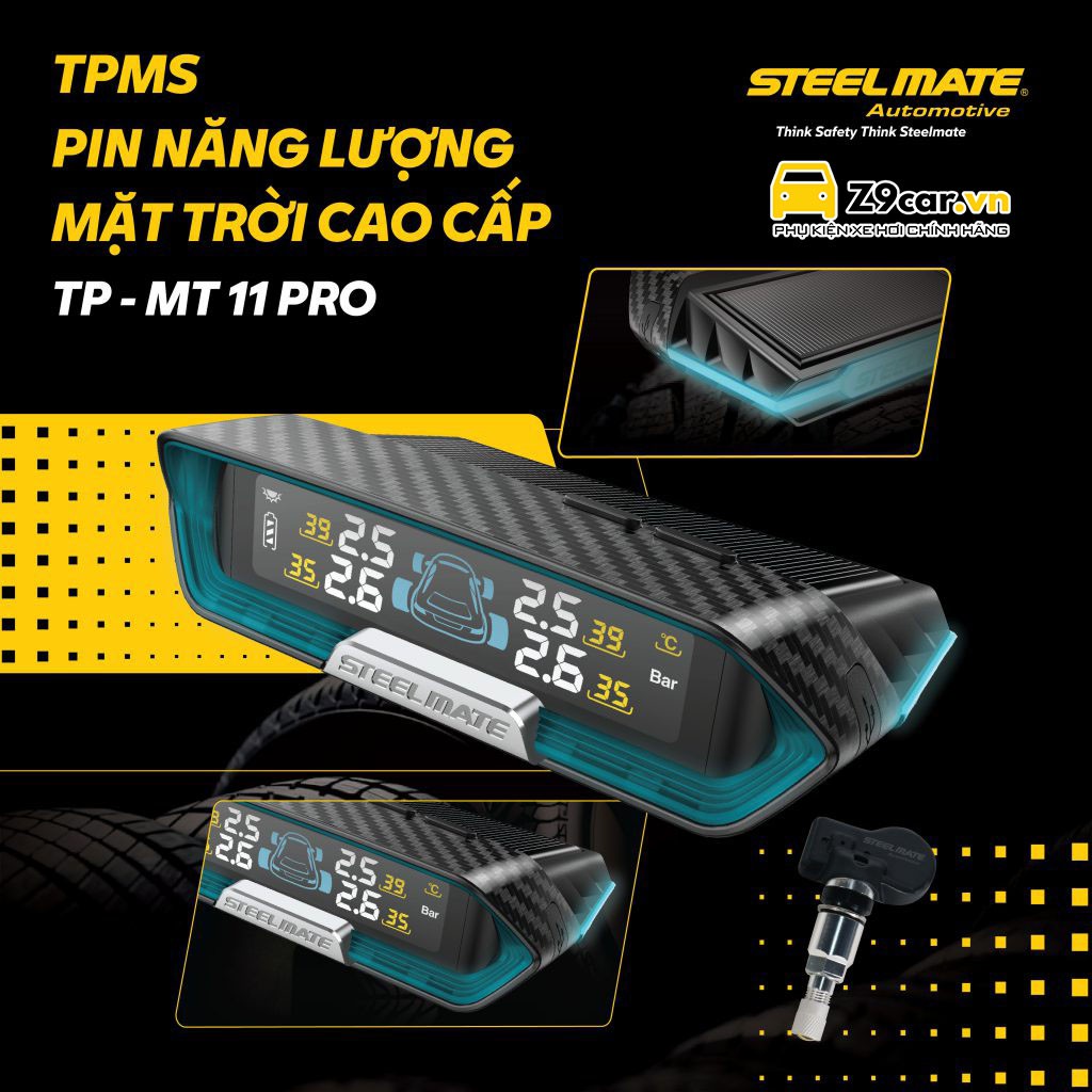 Cảm biến áp suất lốp Steelmate MT11 PRO - Phiên bản mới nhất 2022 - BH 5 năm