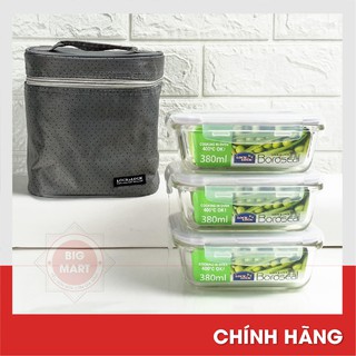 Bộ Túi Hộp Cơm Thủy Tinh Chịu Nhiệt Lock&Lock Oven Glass LLG422S4