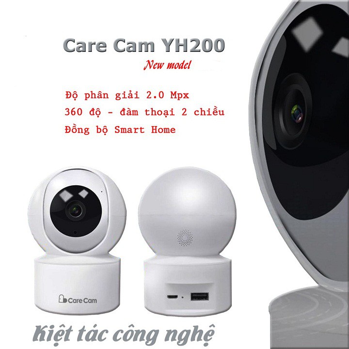 [ FREE SHIP ] Camera wifi ip xoay 360 carecam YH200 AI 2.0 mb siêu bền