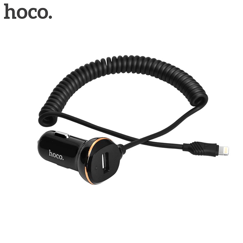 Thiết bị sạc điện thoại HOCO Z14 5V 3.4A có dây cáp lò xo tiện lợi dành cho xe hơi