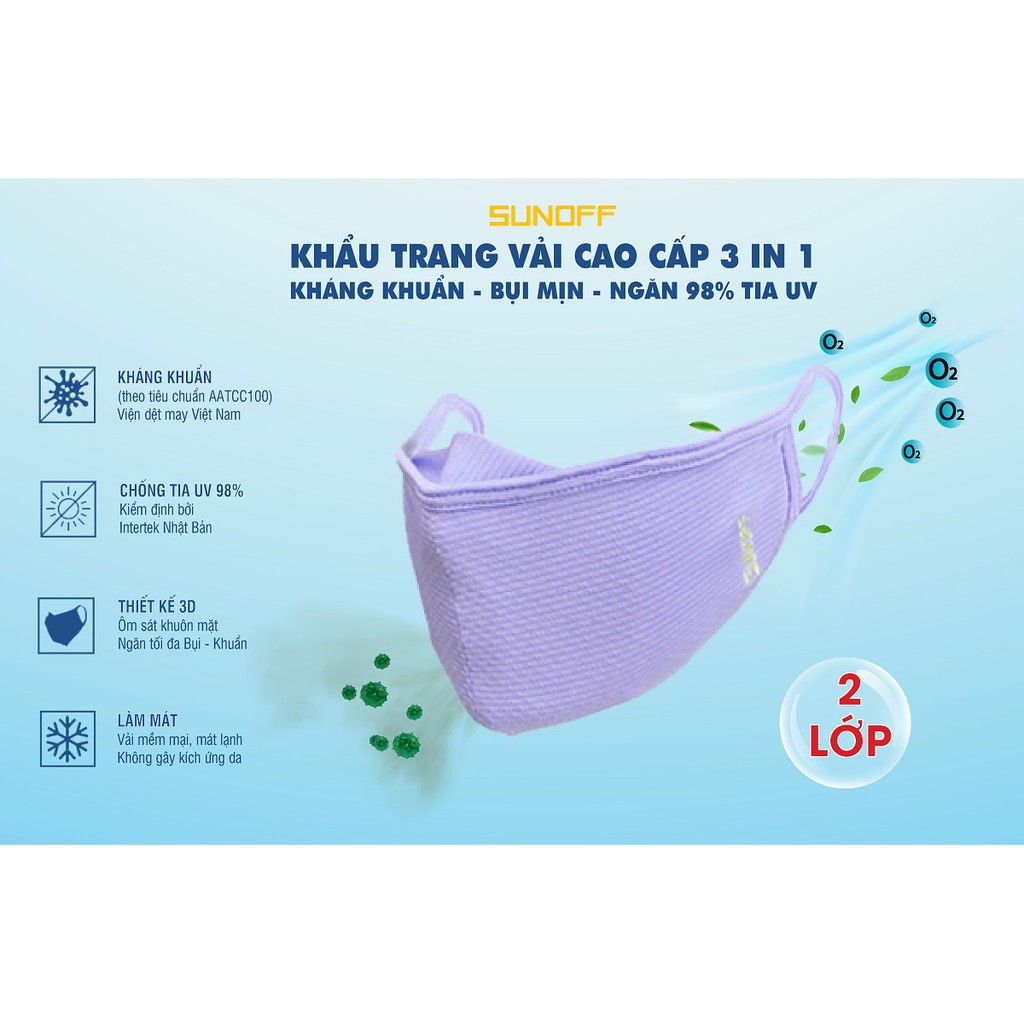 [Mã FAMAYFA2 giảm 10K đơn 50K] Khẩu Trang Nữ: Kháng Khuẩn - Ngăn 98% Tia UV Sunoff Coolsport | BigBuy360 - bigbuy360.vn