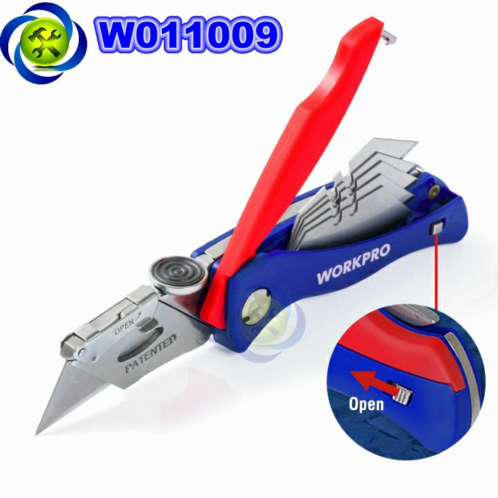 Dao rọc cáp Workpro W011009 loại xếp cò kèm 5 lưỡi thay thế