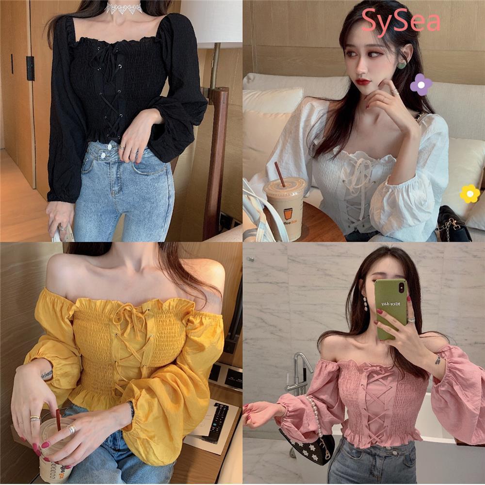 Áo Voan Dài Tay Với Thiết Kế Trễ Vai Gợi Cảm Dành Cho Nữ