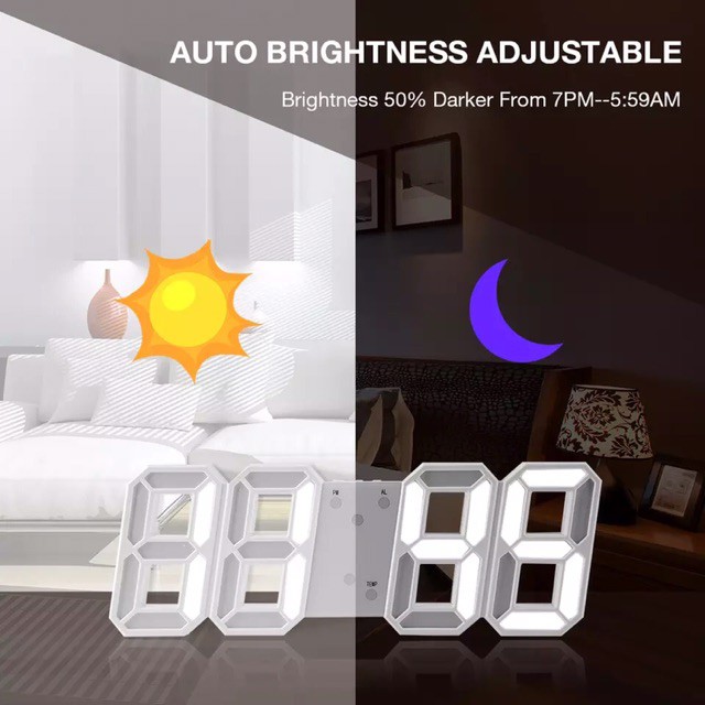 Đồng hồ đèn Led 3D treo tường, để bàn Digital Wall Clock