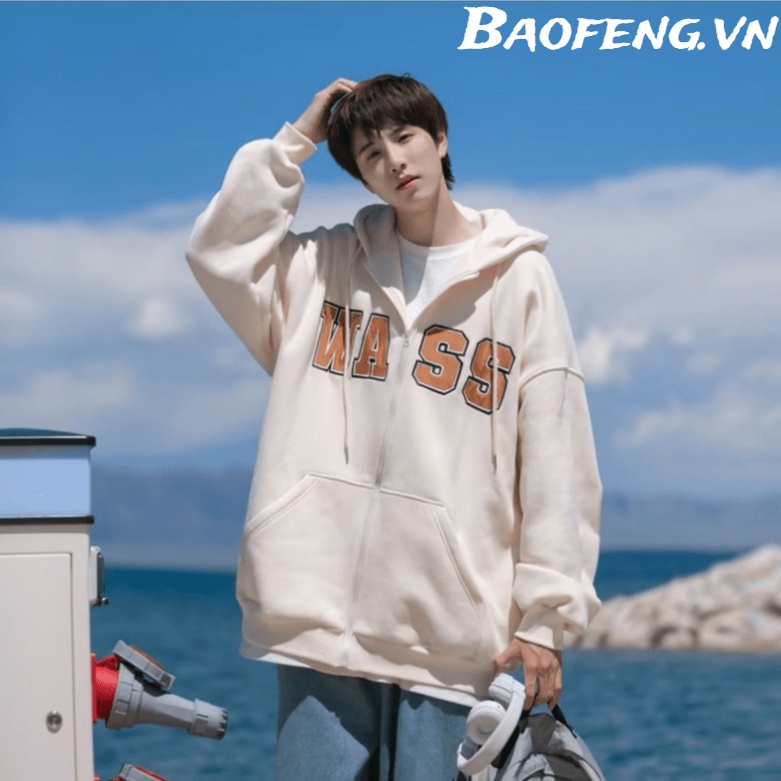 Áo hoodie Dài Tay Có Khóa Kéo In Chữ Thời Trang Cho Nam Nữ