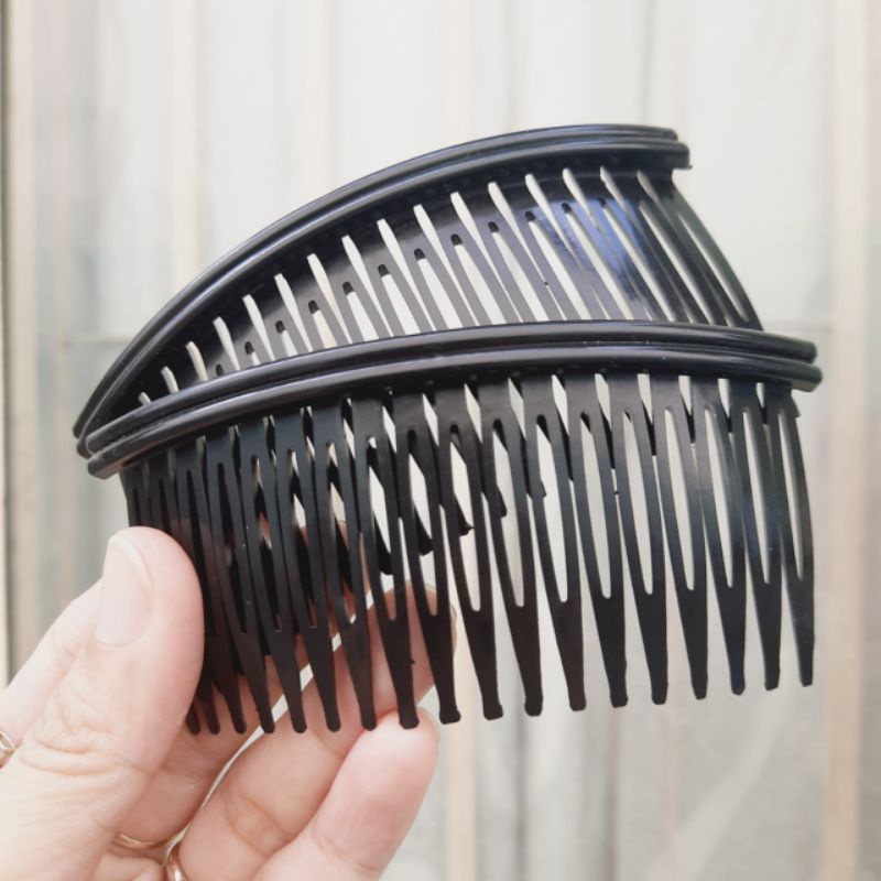 Lược cài tóc 2 hàng đen bóng mẫu ngắn (9.5cm)