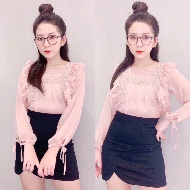 Áo kiểu nữ hàn quốc áo sơ mi nữ bánh bèo cao cấp - A257