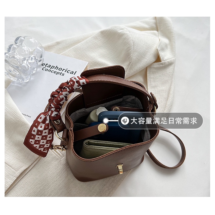 Túi Xách bucket Đeo Vai Thời Trang Thu Đông Phong Cách retro Mới