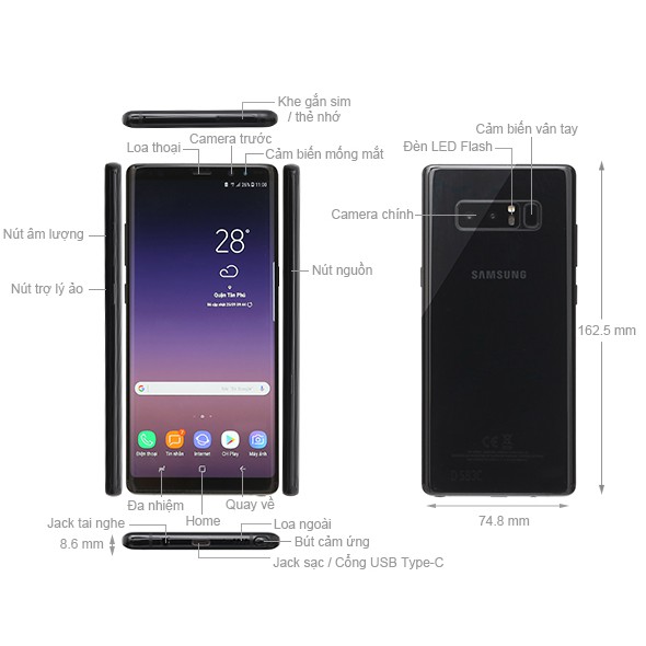 Điện Thoại Galaxy Note 8 6GB/64GB Cấu Hình Cao Chiến Game PUBG, Tốc Chiến, Liên Quân