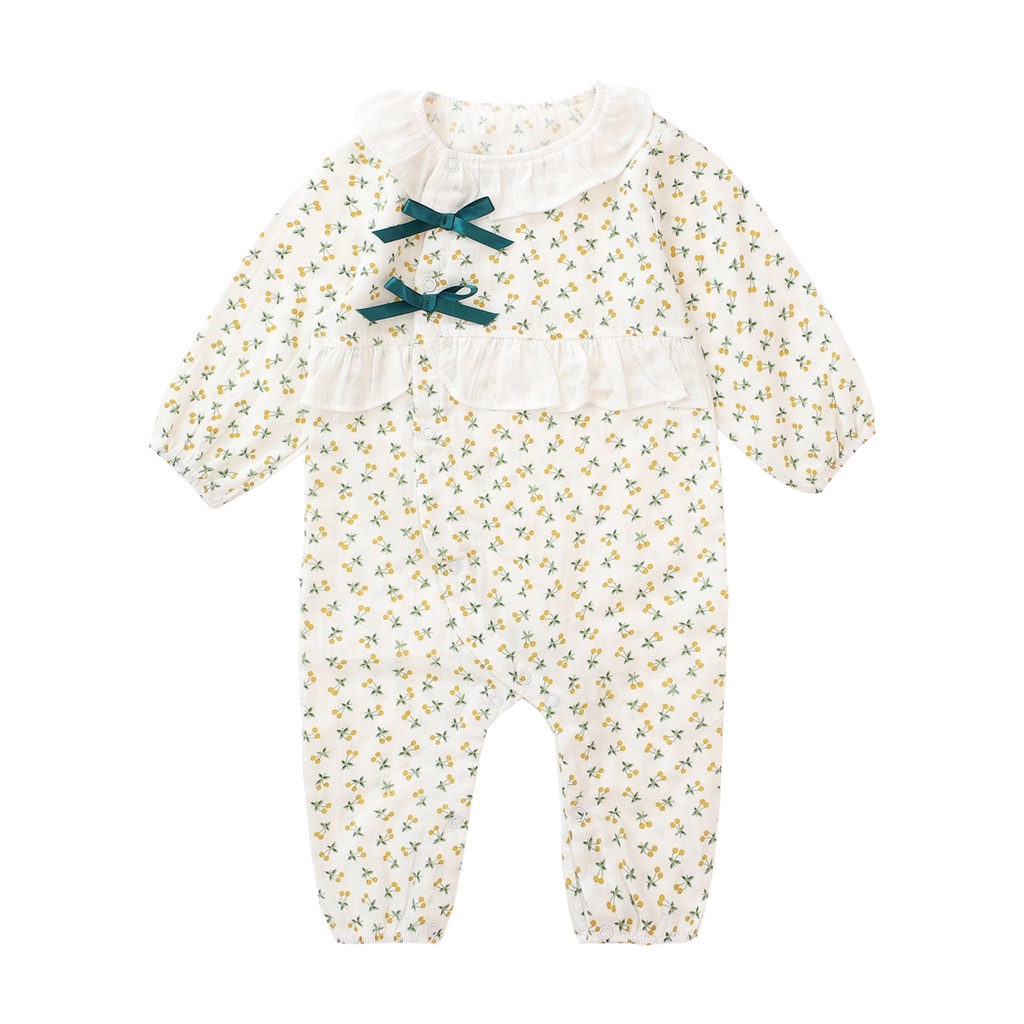Romper Sanlutoz từ cotton dài tay cho bé gái sơ sinh