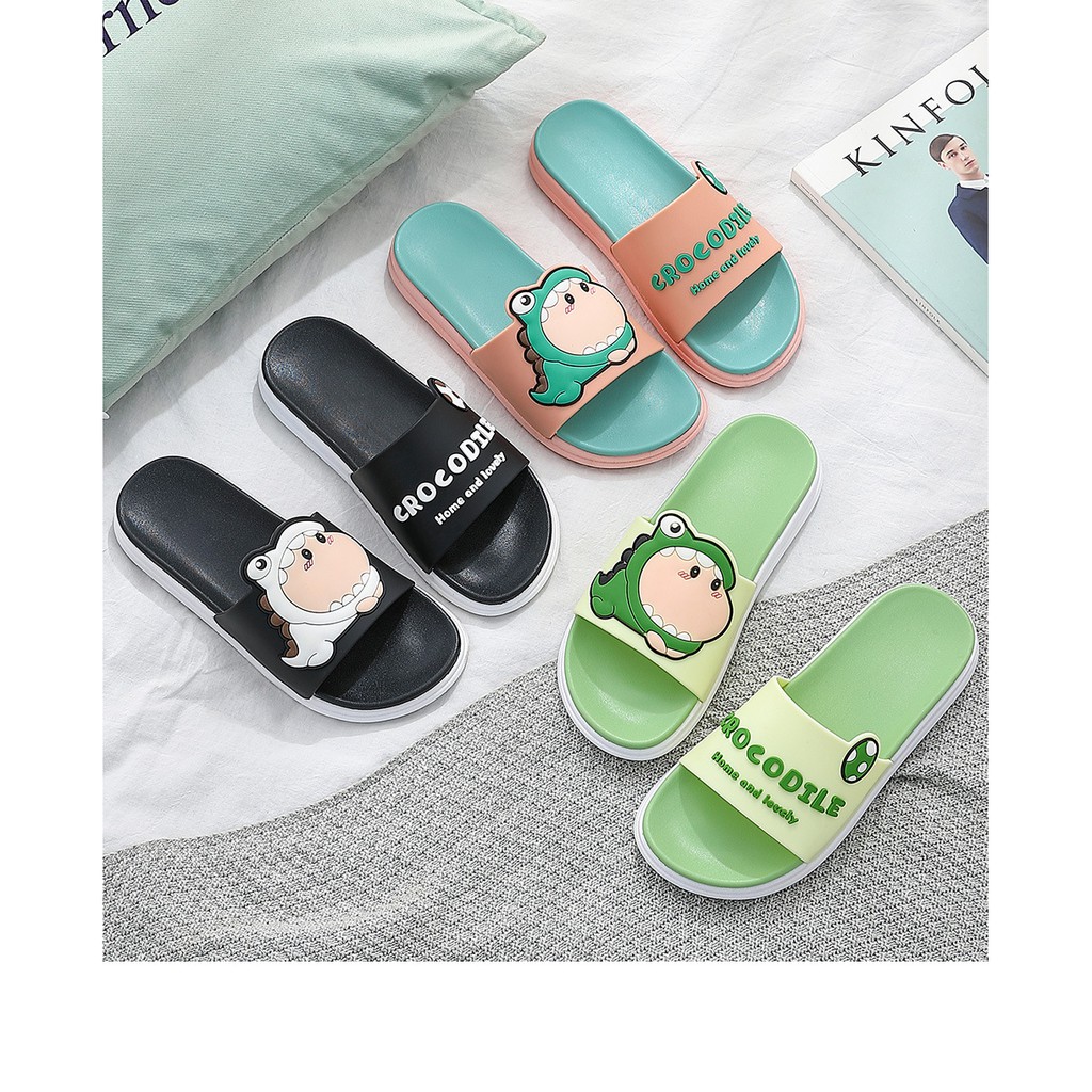 Dép unisex quai ngang thời trang ulzzang họa tiết cá xấu CROCODILE cao cấp lên chân cực dễ thương TGG-14