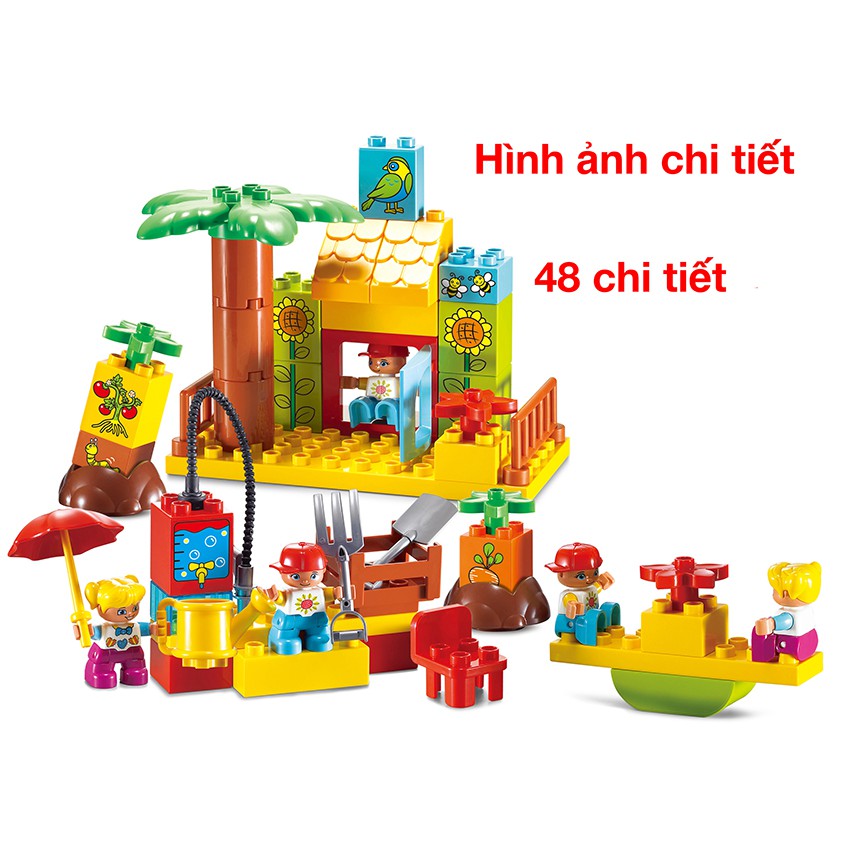 Khối xếp hình sáng tạo khu vui chơi của bé 48 chi tiết, nhựa nguyên sinh, kích thước rất lớn, màu sắc vui nhộn - KAVY