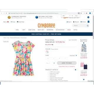Đầm thun bé gái Gymboree, dòng Girl cho bé từ 4T-14T. Hàng đã onweb hãng.