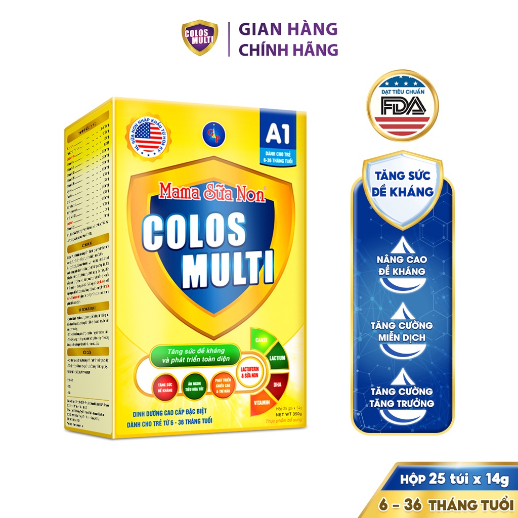 [COLOS03  -10% đơn 600K]Sữa bột Colosmulti A1 hỗ trợ tăng cường sức đề kháng cho trẻ hộp 25 gói x 14g