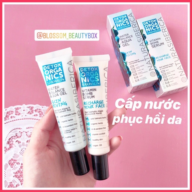 Serum detox cấp nước aqua gel / vitamin bomb của Natura Siberica dòng detox organics Sakhalin