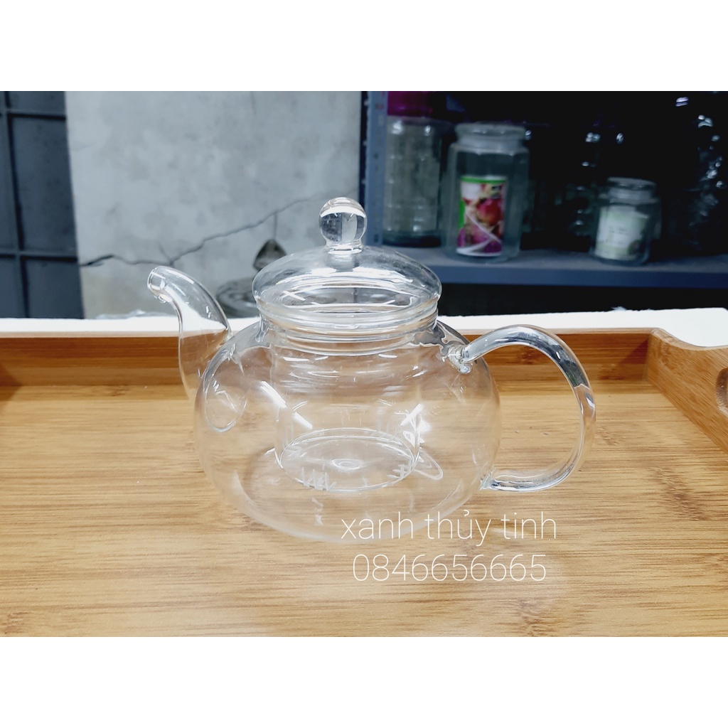 Bộ ấm trà thủy tinh chịu nhiệt, ấm có lõi lọc dung tích 600ml - AT2