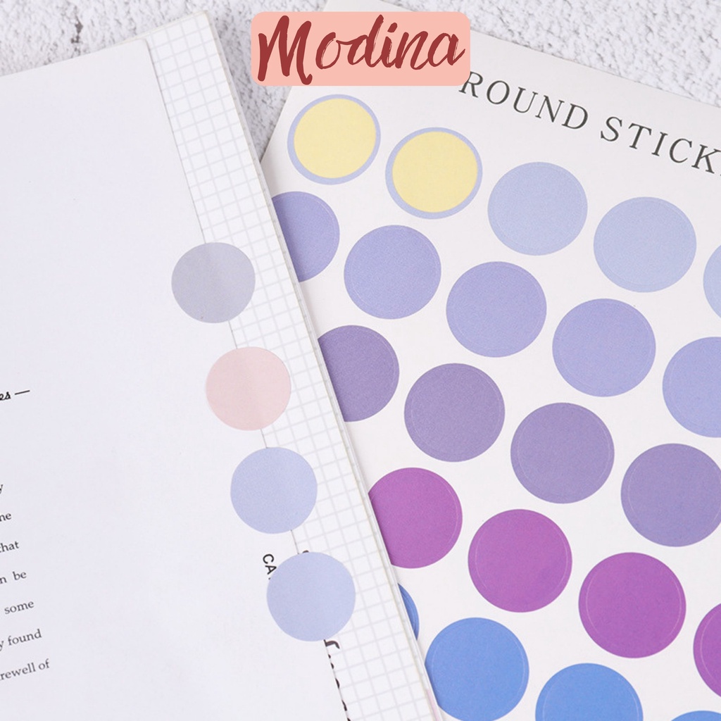 Set 48 sticker hình tròn nhiều màu sắc Morandi, miếng dán hình tròn trang trí sổ tay, bullet journal