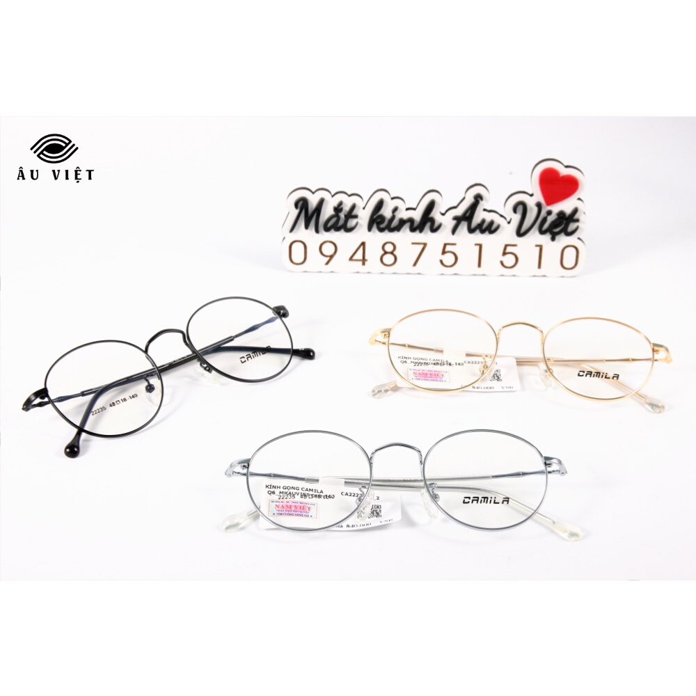 Gọng kính kim loại nam nữ dáng tròn Camila CA-22235 màu vàng/bạc/đen Full box