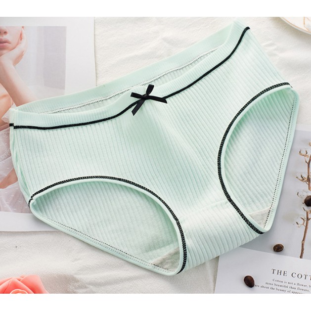 Quần lót Cotton nữ gân tăm phối nơ xinh ngẫu nhiên màu kháng khuẩn thoáng mát QL03NN | BigBuy360 - bigbuy360.vn