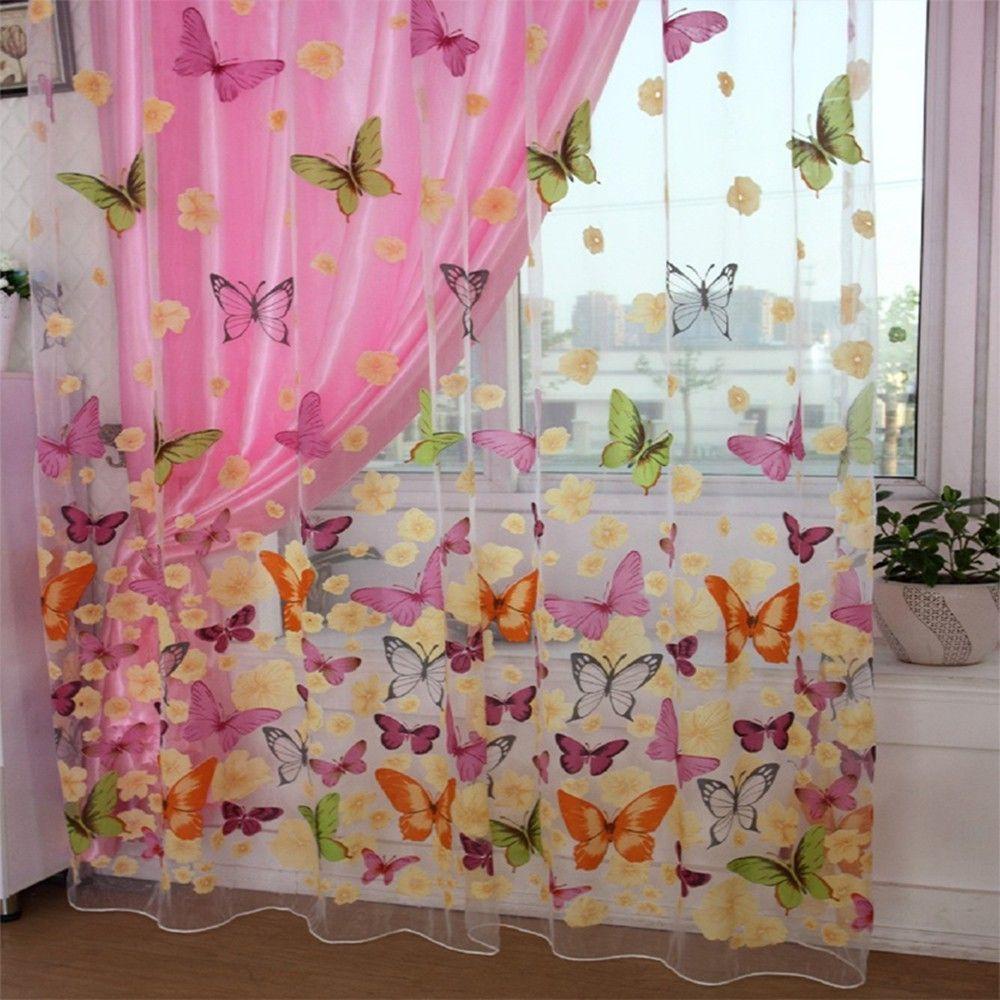 Rèm cửa sổ Vải Tuyn Hình Bướm Chất Lượng Cao Kích Thước 200cm X 100cm