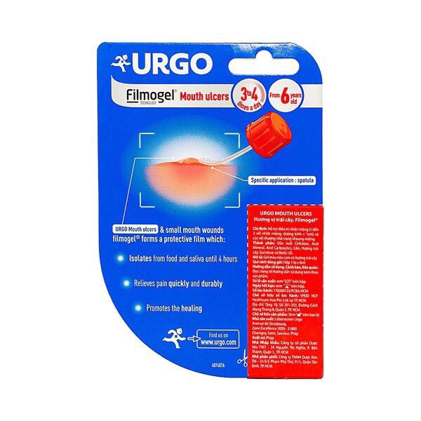 Gel chăm sóc vết loét và vết thương nhỏ trong miệng Urgo Mouth Ulcers Fimogel 6ml