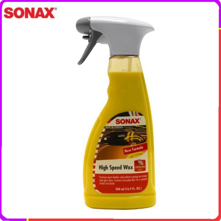 Sản Phẩm Chai xịt đánh bóng sơn ướt ô tô, xe máy Sonax Highspeed Wax 288200: Thành phần Nhũ sáp, silicon, nước