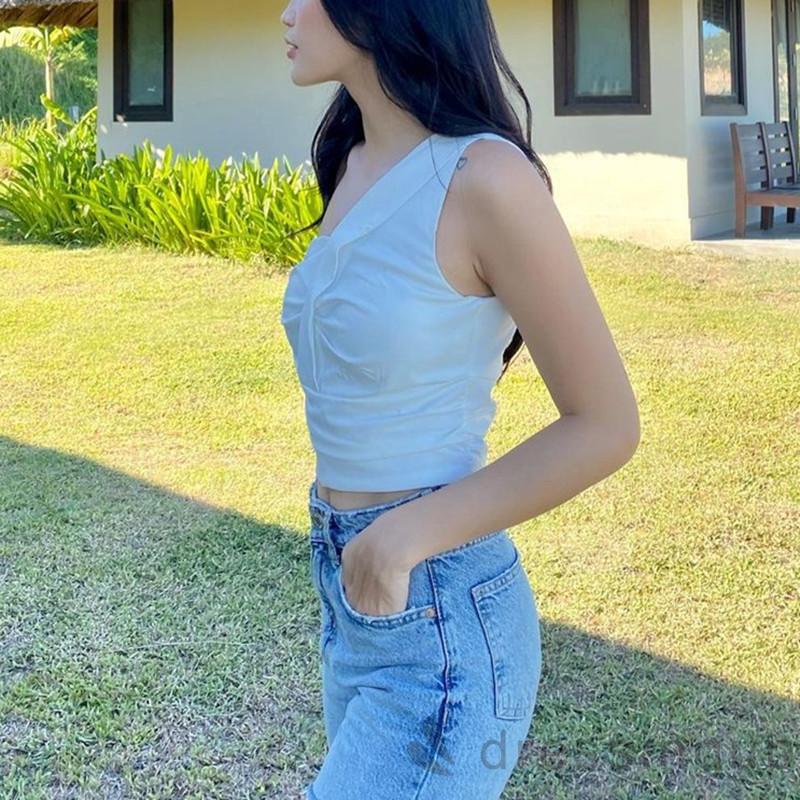 Áo Nữ Không Tay Nhún Bèo Màu Trơn Thời Trang | BigBuy360 - bigbuy360.vn