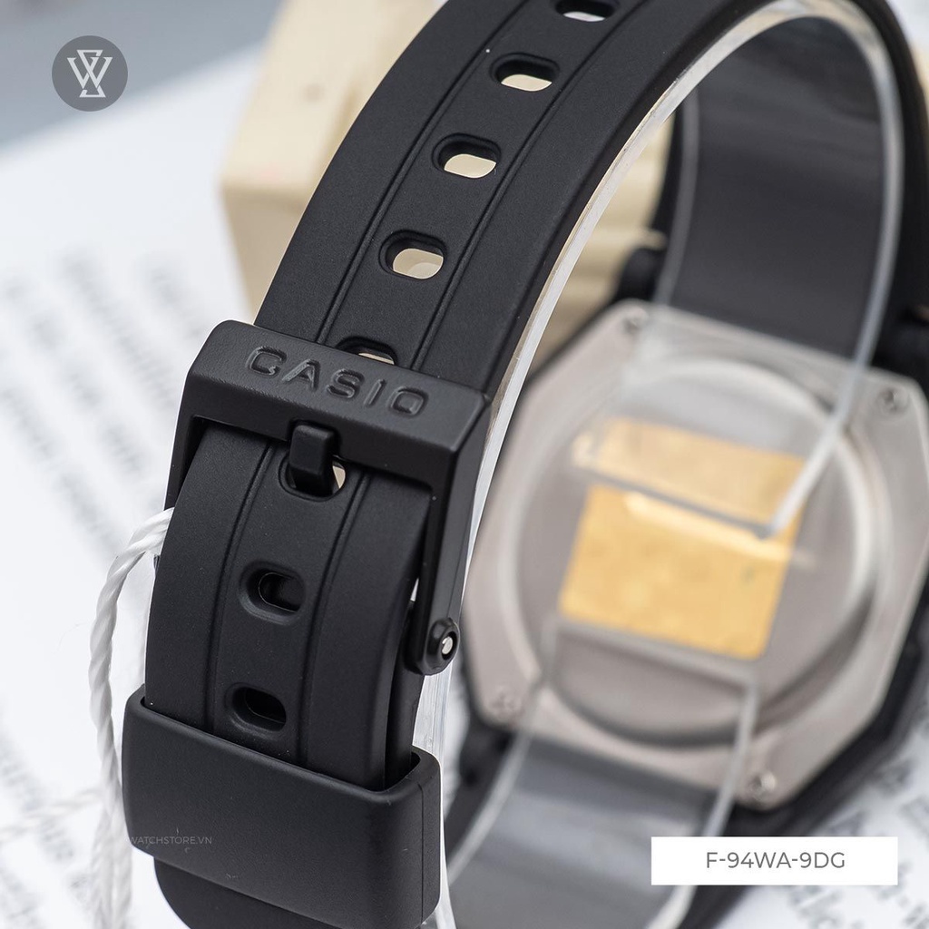 Đồng Hồ Điện Tử Unisex Casio WATCHSTORE F-94WA-9DG Thiết Kế Mặt Vuông 33.5mm, Dây Đeo Và Vỏ Nhựa Bền Bỉ, Cá Tính
