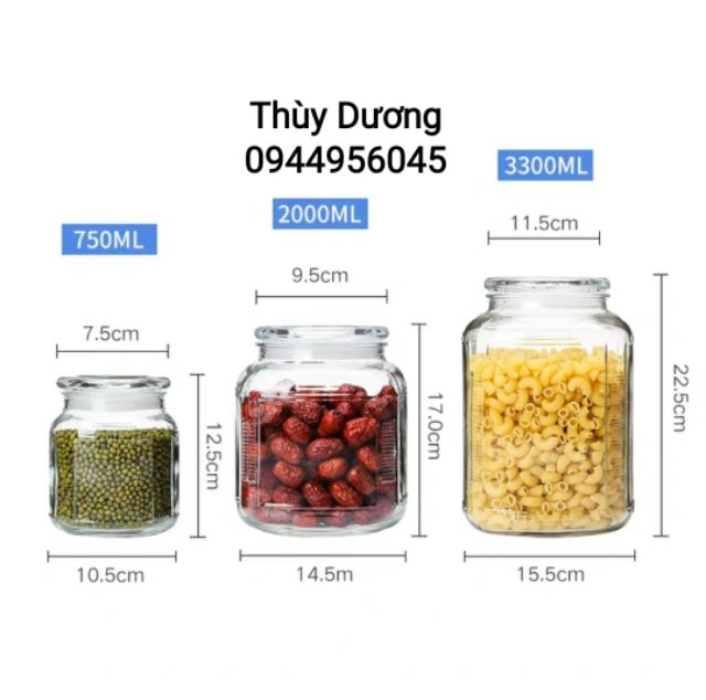 Lọ gia vị thủy tinh hình vuông 2000ml