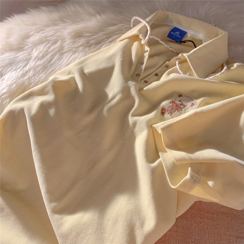 SUXI Áo Thun Thể Thao Tay Ngắn Dáng Rộng Màu Trơn In Hình Gấu Dễ Phối Đồ Thời Trang Mùa Hè Cho Nữ